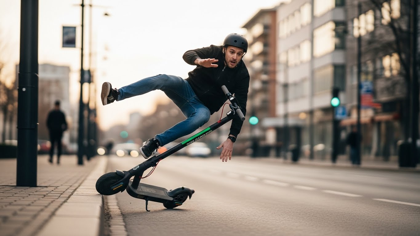 Rider Falling Off E-Scooter