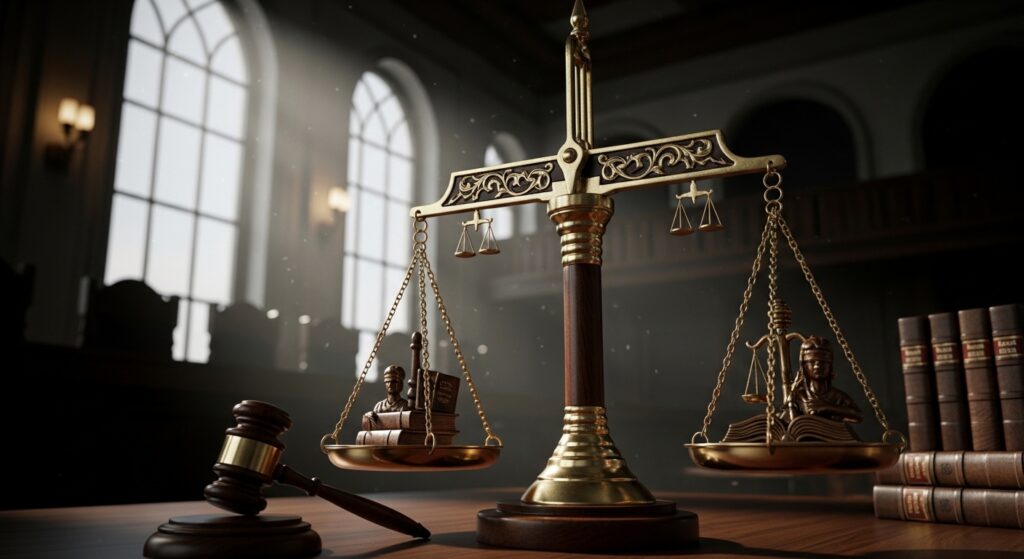 legal concept of AI liability and employment law scales