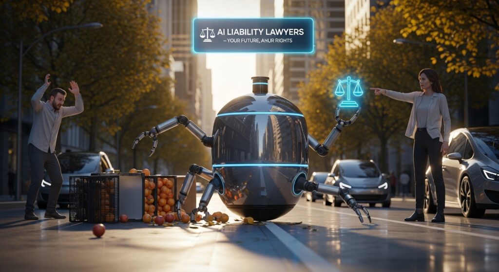 future delivery robots and legal responsibility concept