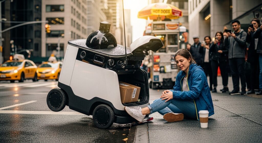 Autonomous robot collision with pedestrian scenario